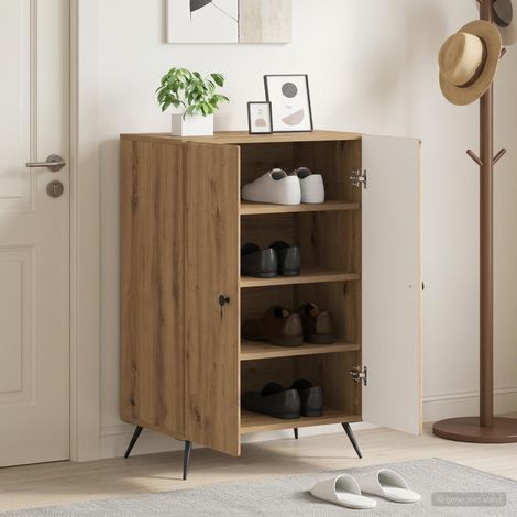 Cabinet à chaussures BREDA 59,5 x 39,5 x 90 cm Chêne artisanal (1/5)