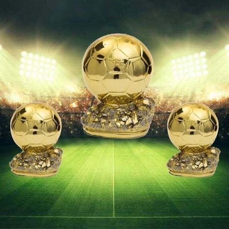 Nain de jardin Golden Ballon Football Trophée – Résine naturelle écologique – 15 cm – Résistance à l'abrasion et à la corrosion