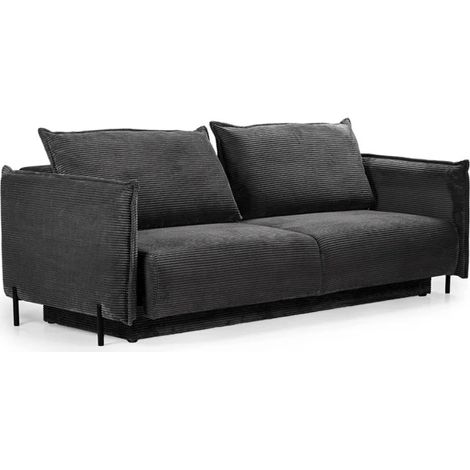 Canapé 3 places convertible velours côtelé gris anthracite – BEATRICE (1/5)