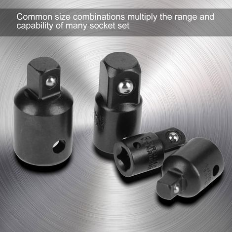 Ej.Life 4pcs Chrom-Vanadium-Stahl-Sockel-Adapter und Reduzier-Set - 1/4 ", 3/8", 1/2 "Schraubenschlüssel-Adapter Ratschen-Sockel Extentsion Conversion Kit (Schwarz) (1/4)