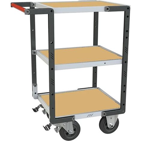 Carrello da officina a 3 ripiani in MDF 550x495 mm - 1 maniglia - 400 kg - Ruote in gomma Ø 160 mm - 884720232 (1/3)