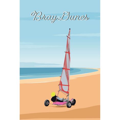Tableau sur toile illustration Bray-Dunes 30x45 cm - Impression sur Toile Murale Décorative - Image imprimée en HD sur Toile - Toile sur Châssis en Bois FSC - Fabriqué en France (1/5)