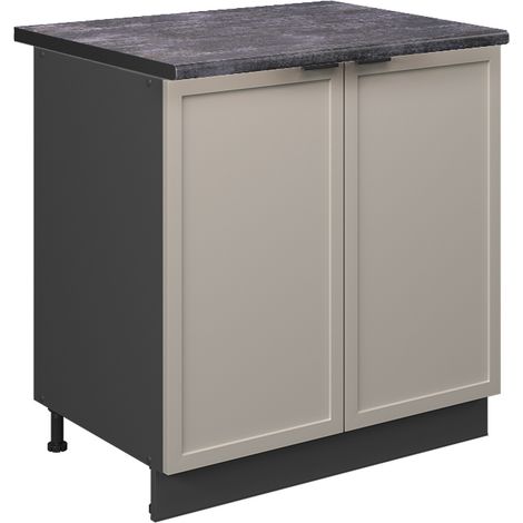Mobile lavello cucina Fame-Line, GrigioBeige, 80 cm con ripiano, PL Antracite, Vicco