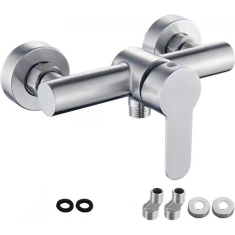 Robinet de douche mural en acier inoxydable avec commande manuelle pour eau froide et chaude (1/5)