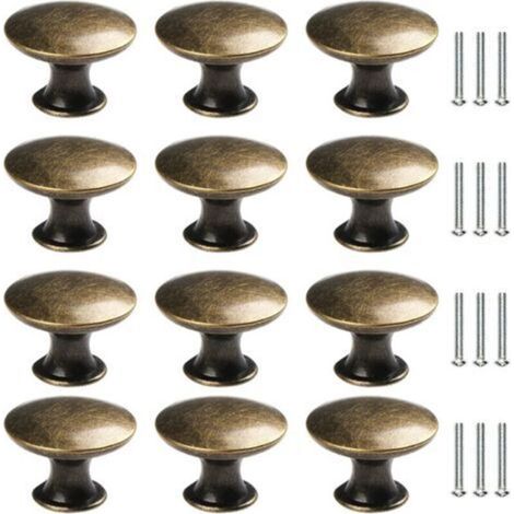 12x Boutons de Tiroir de Porte Vintage 30mm Antique Laiton Poignées de Placard d'armoires de Cuisine, Pour Commode et Armoire Meuble, Bronze Ancien,Rond Bouton de Meuble, Boutons de Tiroir Vintage, La (1/5)