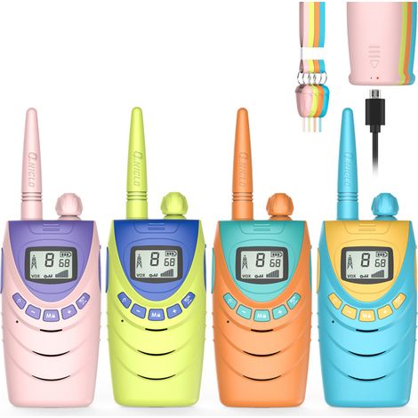 Lot de 4 talkies-walkies rechargeables pour enfants, portée de 4 km-AquaForge (1/5)