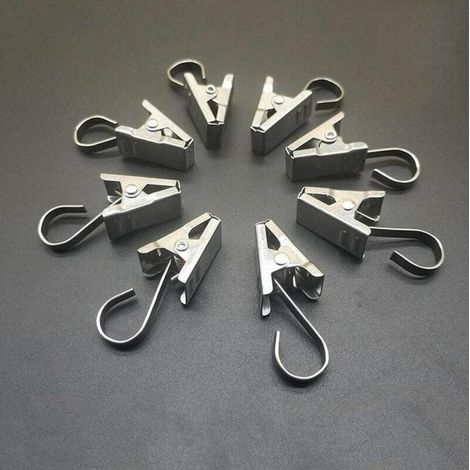 100 Petits Pinces à Rideaux En Cuivre, Pinces En MéTal Pinces Rideau De Douche En Acier Inoxydable Avec Crochet Pour Salle De Bain Argent