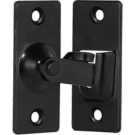 Loquet coulissant en acier inoxydable à angle droit (90°), verrou d'angle, verrou de sécurité, boucle de porte pliante, noir (1/5)