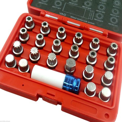 Varan Motors - VT13769A Set di 23 manicotti per il bloccaggio ruota VAG AUDI VW, blocco perno ruota antifurto