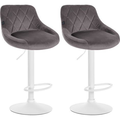 Set de 2 Taburetes Lazio en terciopelo Gris Blanco (1/5)