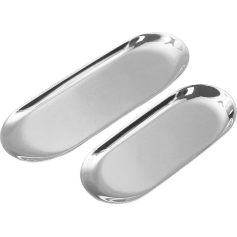 Plateau De Salle De Bain - En Acier Inoxydable - Pour Bijoux Parfums Anneaux Bougies - 2 Pièces (1/5)