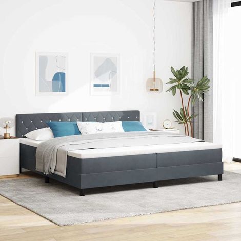 Cama Box Spring LED con LED Gris oscuro 200 x 200 cm Terciopelo (1/5)