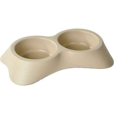 Gamelle Double pour Chien & Chat "Mocaccino" 200ml Taupe (1/3)