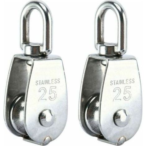 Poulie de levage en acier inoxydable 304 – Charge maximale 150 kg – Diamètre de roue 25mm – Rotation 360° pour usage professionnel – Lot de 2 (1/5)