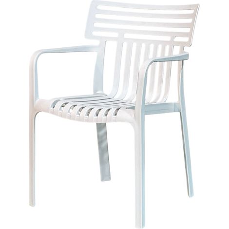 Floordirekt – Pack de 6 chaises de jardin empilables – Polypropylène résistant aux intempéries – Charge maximale 200 kg – Confort ergonomique