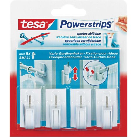 TESA 58034-00007-00 4 FIXATIONS POUR RIDEAUX + 6 MINI LANGUETTES