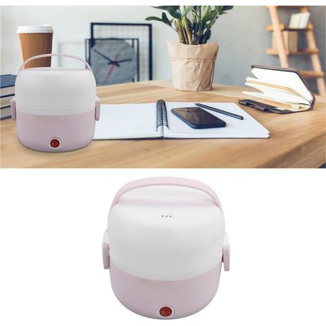 Boîte à lunch électrique double couche, cuiseur à riz et cuiseur à œufs multifonctionnel, boîte à lunch électrique portable, norme européenne 220V, rose. (1/5)