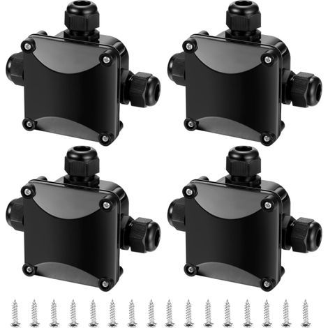 4 Pièces Boîte de Jonction IP68, Connecteur Étanche 3 Voies Connecteurs Boîtier Électrique Extérieur, Boite Raccord Electrique Etanche - Ø 5.5mm-10.2mm/Noir (1/5)