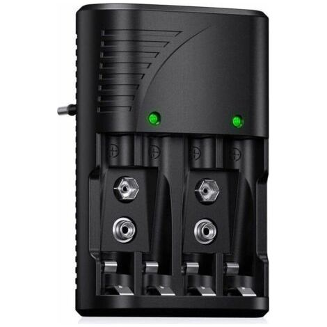 Chargeur de piles universel AA/AAA/9 V, chargeur rapide 6802, pour piles rechargeables AA/AAA NI-MH ou 9 V, avec indicateur LED, (1/4)