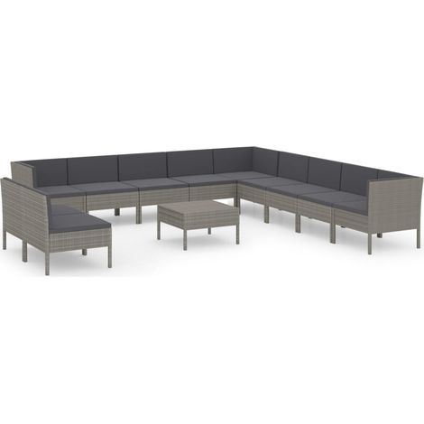 Maison Exclusive - 12-tlg. Garten-Lounge-Set mit Auflagen Poly Ra