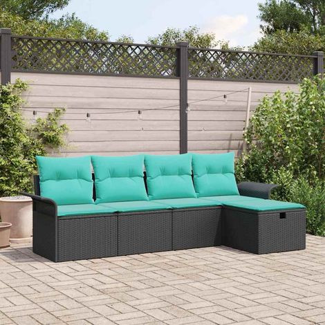 vidaXL Ensemble de canapé de jardin avec coussin 5 pcs Poly rotin (1/5)