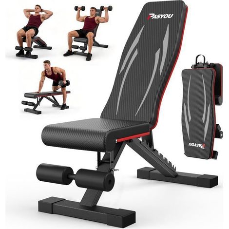 Klappbares Krafttraining-Bank - PASYOU - PA350 - Verstellbare Multifunktions-Fitnessbank - Ganzkörpertraining - Belastung 300kg