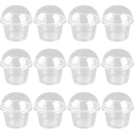 20 gobelets à salade/dessert transparents jetables de 250 ml avec couvercle (transparents) (1/2)