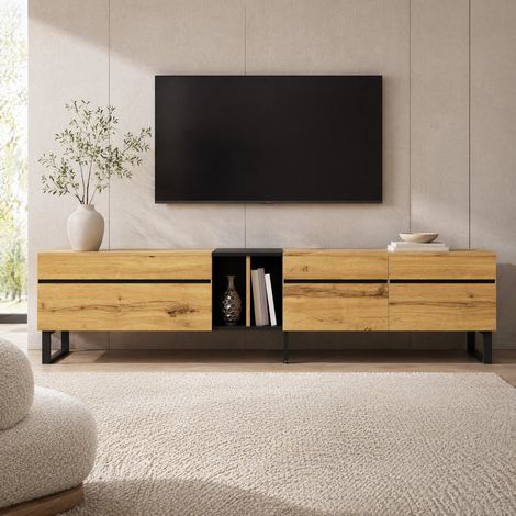 Mobile TV 180 cm con ante e vano aperto in legno OKMYHOME (1/5)