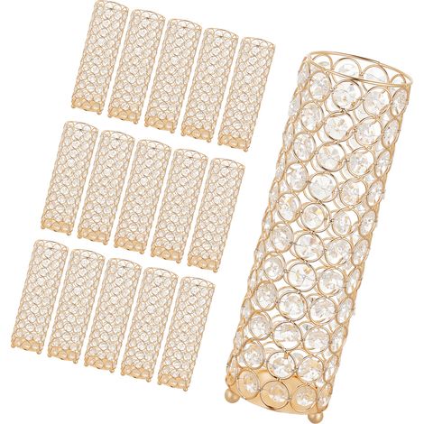 Mophorn Jarrones decorativos, conjunto de 16 piezas, floreros cilíndricos de cristal con altura de 26 cm, ideales como centros de mesa para bodas, diseño contemporáneo, para decoración en banquetes (1/5)
