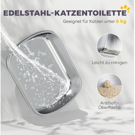 Litière fermée pour chat en acier inoxydable avec pelle et sachet désodorisant, gris foncé (1/5)