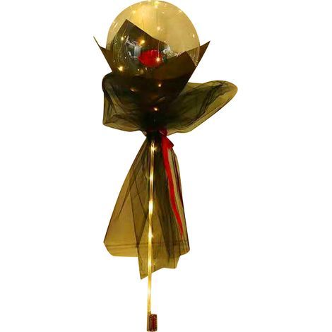Bouquet de Roses en Ballon Transparent, Bouquet de Roses en Ballon Lumineux Qui Dure Plus Ltemps Romantique avec du Carton pour le Festival (Rouge) (1/5)
