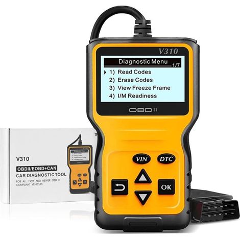 OBD2 Diagnostic Auto Valise Voiture, V310 Scanner Universel Lecteur Code Voiture, OBD Diagnostic Auto Multimarque, Outil de Diagnostic pour Tous Les protocoles OBDII Voitures Depuis 1996 (1/5)