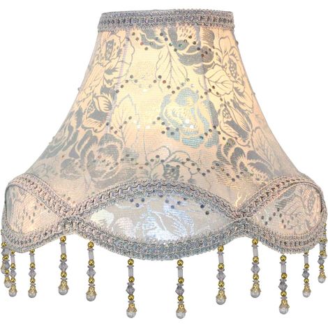 1 Abat-jour Tissu Argent, Douille E27 E14, Pour Lampe De Table Salon