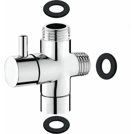 Robinet de douche, douchette à main en laiton massif G1/2, composant de douche, adaptateur de dérivation, pièce de rechange pour système de douche, chrome poli