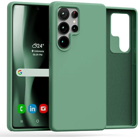 Custodia in silicone verde Mercury per Samsung Galaxy S25 Ultra.
