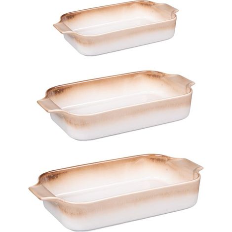 Table Passion - Set de 3 plats à four beige 24, 31 et 35 cm