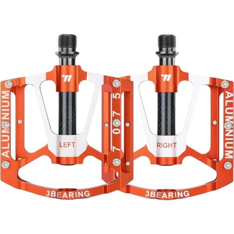 Pedales de bicicleta, diseño ultraligero, función antideslizante, color naranja. (1/2)