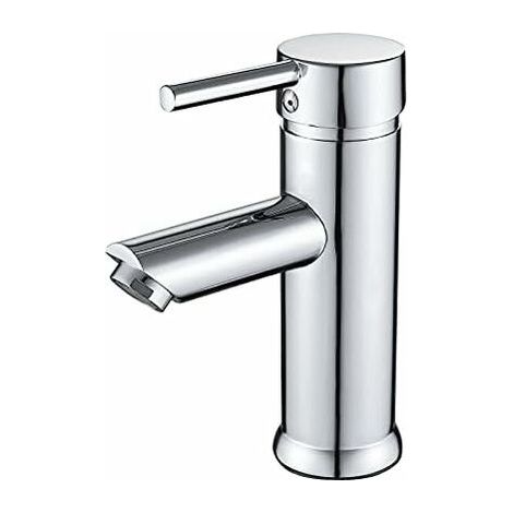 Robinet Lavabo - Robinet Mitigeur Simple Levier - Finition Chrome - Corps en Laiton Massif - Pour Lavabo Salle de Bain (1/5)