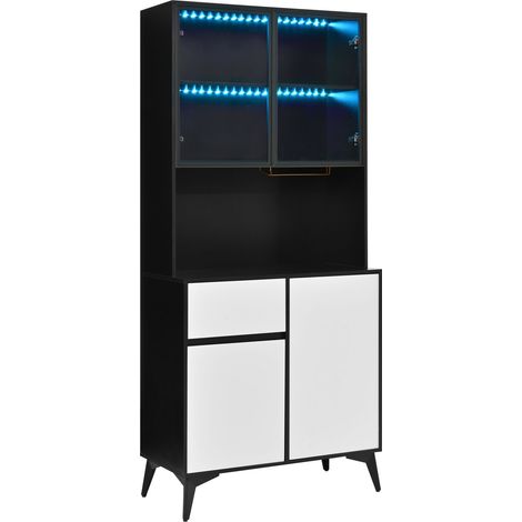 GagaBuffet vitrine noir et blanc, LED, 80 x 40 x 180 cm (1/5)