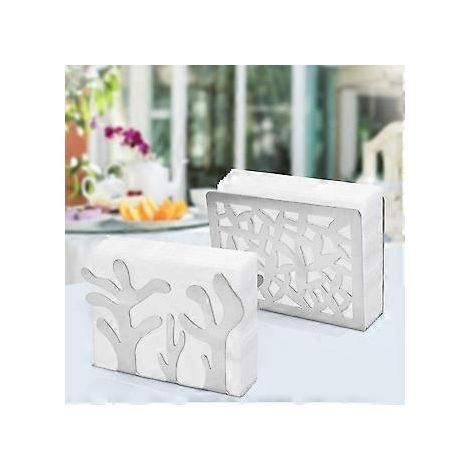 Lot de 2 porte-serviettes pour salle à manger ou comptoir de cuisine, en acier inoxydable, avec distributeur d'essuie-tout et motif botanique à carreaux. (1/5)