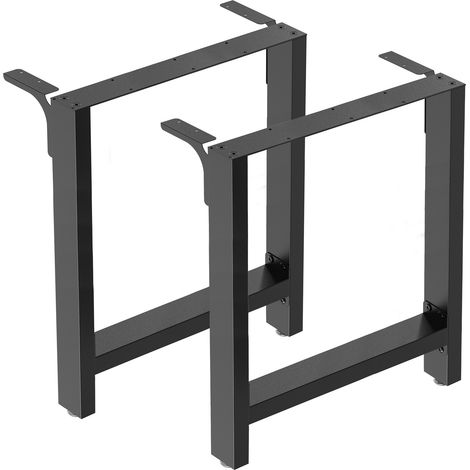 Wiltec Pieds de table en Profil carré - 700 x 240 x 720 mm - couleur Noire - en Acier - avec Revêtement par poudre - Piètement Support de bureau Réglable pour Plan de travail Salle à manger (1/5)