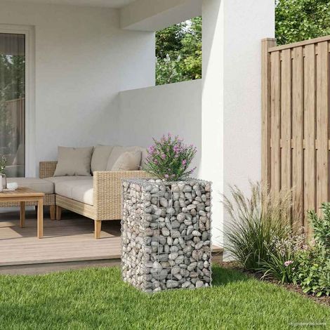 Gabionen Hochbeet Silber 50 x 50 x 80 cm Verzinkter Stahl