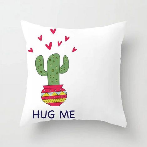 Taie D'oreiller - Coton Linen - Imprimé Cactus - Double Face - Pour Canapé Chaise Bureau Lit Voiture - 40x40 cm (1/5)