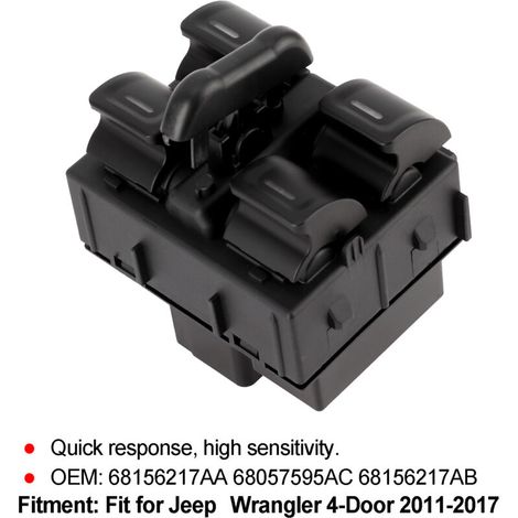 Jeffergarden Interrupteur de commande de lève-vitre électrique 68156217AA de remplacement compatible avec Jeep Wrangler 4 portes 2011-2017