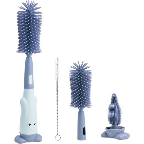 brosse Biberon En Silicone, Brosse De Nettoyage 3 En 1 Pour Biberon, Brosse Biberon Et Ttines Pour Biberons De Toutes Tailles, Durable, Sans Bpa (1/5)