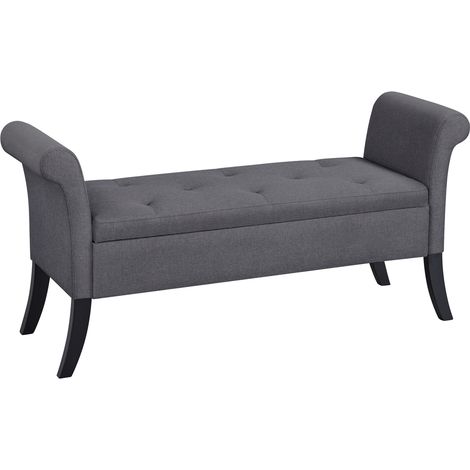 Homevive Banco con Almacenamiento Taburete Almacenaje Banco con Pata Madera Capacidad de Carga 300 KG para Dormitorio Pasillo Gris Oscuro