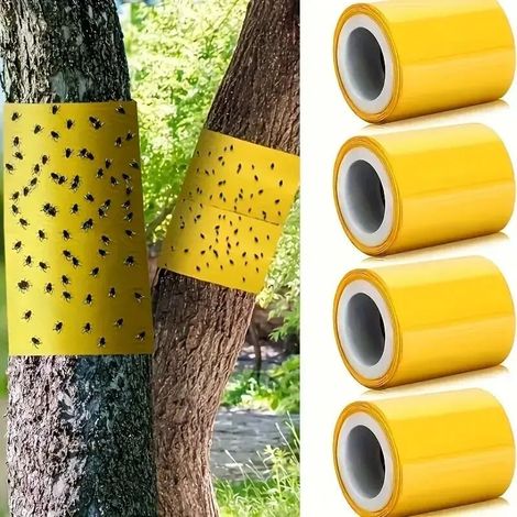 Rouleau de 1 rouleau de ruban adhésif double face anti-insectes pour l'extérieur : protection efficace contre les insectes nuisibles, les pucerons, les termites et les mites.