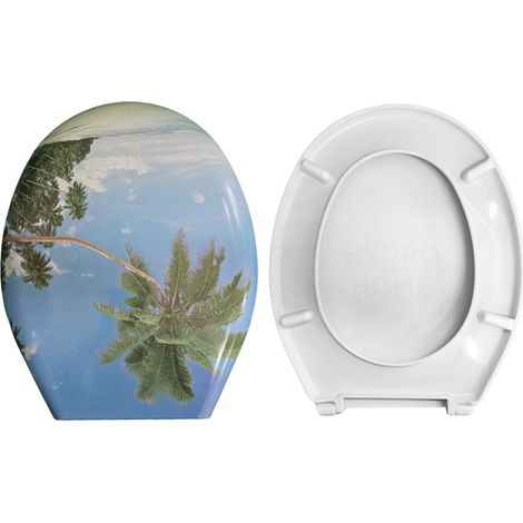 Copriwater Universale Ovale Stampato Tropic compatibile con vari modelli termoindurente bianco (1/4)
