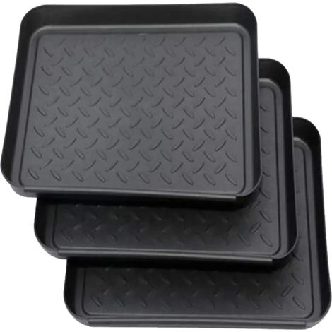 Juego de 3 bandejas para zapatos de plástico pequeño tapete para zapatos bandeja de goteo 35x27x3 cm (1/5)