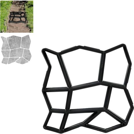 BEBUSINGOTO Set mit 1 Betonform, unregelmäßige Form, gegossener Beton, Gehwegplatten, Terrassenplatten, 43 x 43 x 3,6 cm, schwarz (1/4)